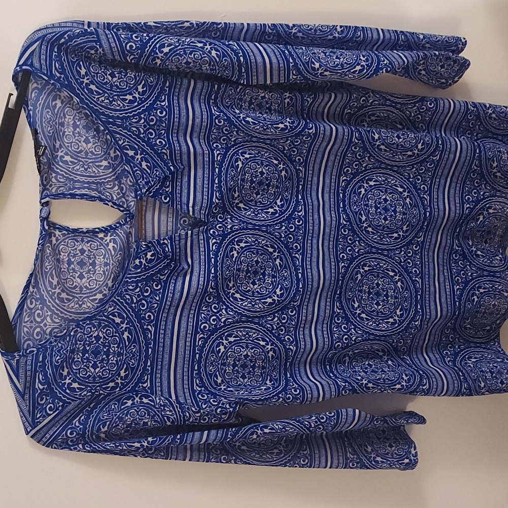 The Limited blue and white large blouse
